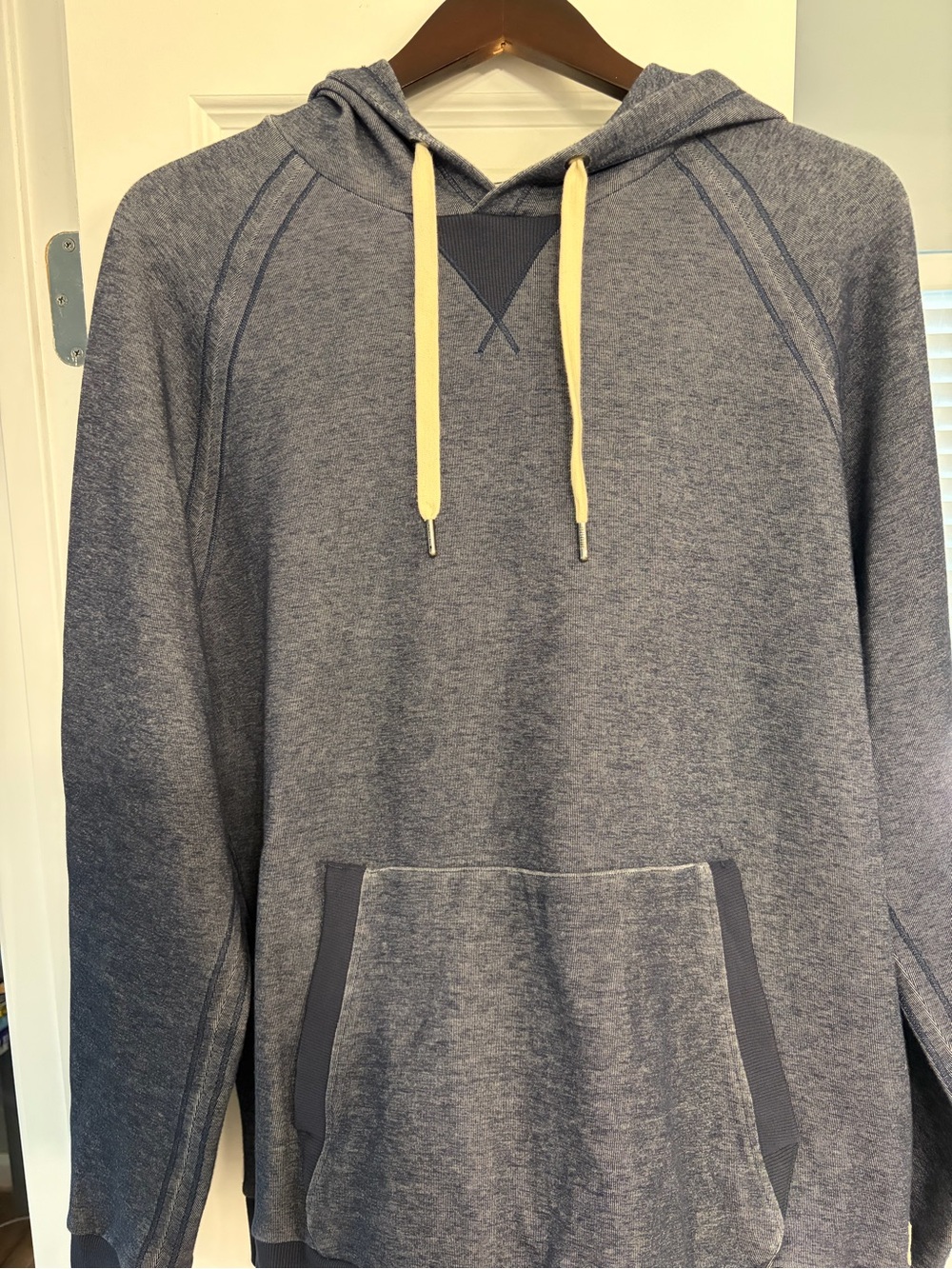 RHONE Heather Navy Hoodie with Cream Drawcords